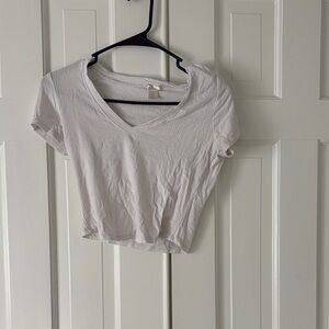 Bozzolo White V-Neck Crop Top